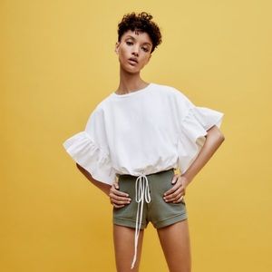 ZARA white ruffled top size M